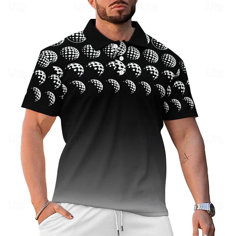 Casual Men's Polo Shirt Golf Polo Short Sleeve Daily Wear 95% Polyester 5% Spandex Turndown Polo Shirts Black Spring & Summer S M L Micro-elastic Lapel Polo2