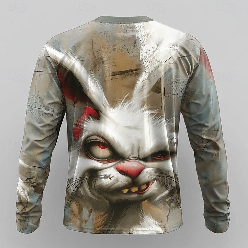 Halloween Men's Animal Funny T Shirt Long Sleeve T shirt 3D Print Crew Neck Shirt Designer Retro Vintage Street Casual Daily Khaki Summer Spring Fall Clothing Apparel S M L XL XXL XXXL2