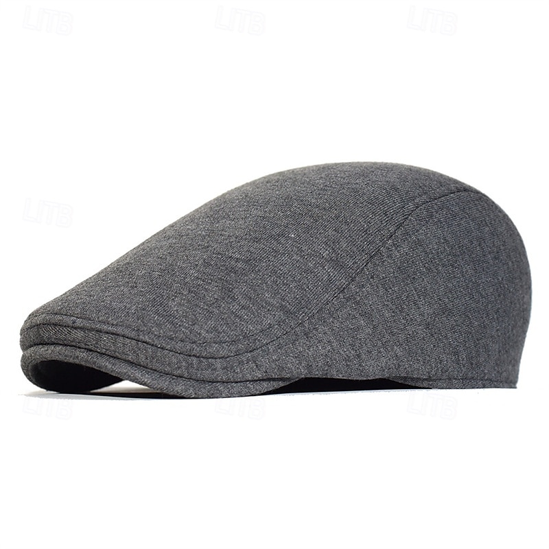 Men's Flat Cap Ascot Hat Newsboy Hat Black Navy Blue Cotton Fashion Casual Street Daily Plain Adjustable Sunscreen Breathable