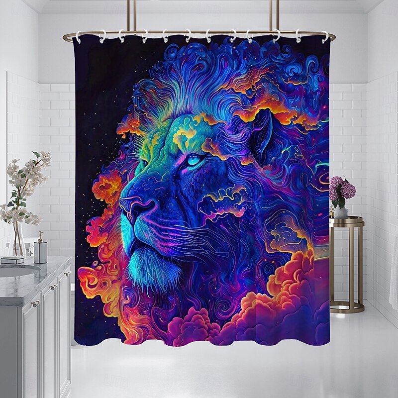 Shower Curtain with Hooks 180cm*180cm(70"*70") Polyester Washable Waterproof Pattern Bathroom Bathtub Decor Animal Eagle4