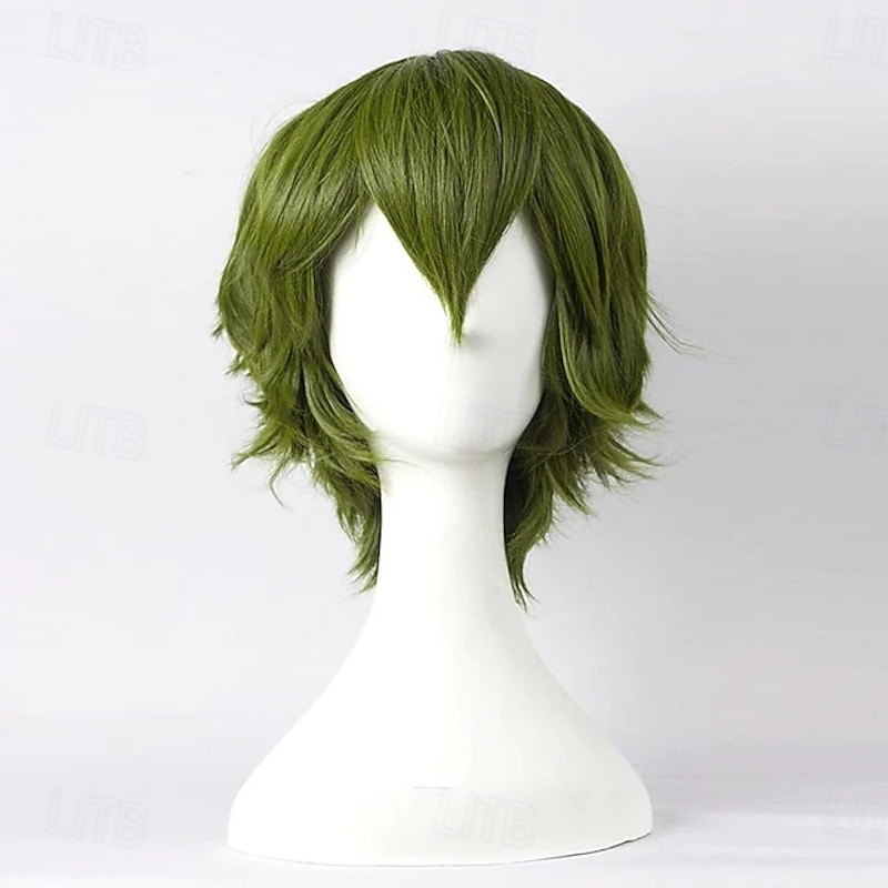 Short Anime Straight Synthetic Wigs with Bangs High Temperature Resistance Anime Party Costume Cosplay Wig for Men and Women3