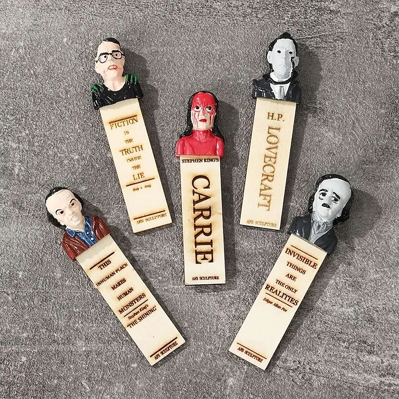 Halloween Horror Bookmarks - Horror Movie Main Character Bookmark, Scarry Halloween Bookmarks, Half-Length Figure Sculpture Bookmarks, Horror Bookmarks for Adults, Horror Bookmark Set3