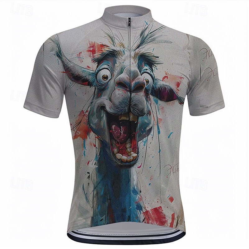 Men's Cycling Jersey Cartoon Short Sleeve Bike Tee Tshirt Top with 3 Rear Pockets Mountain Bike MTB Road Bike Cycling Quick Dry Front Zipper Wicking Sports Pink Blue Green Clothing Apparel3