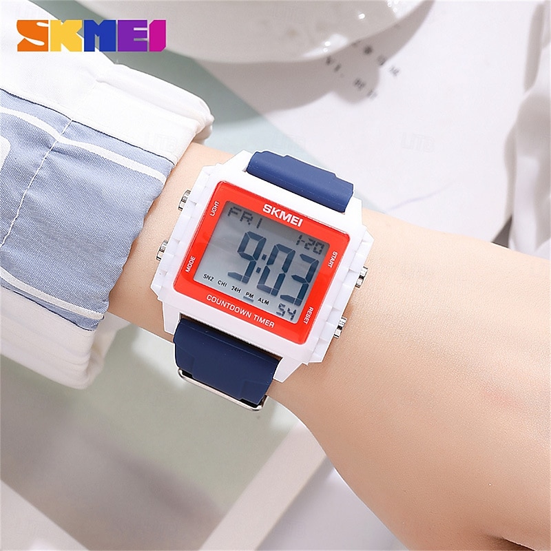 SKMEI Youth Cool Digital Sport Watches For Men Women Students 5Bar Waterproof Stopwatch Countdown Wristwatch4