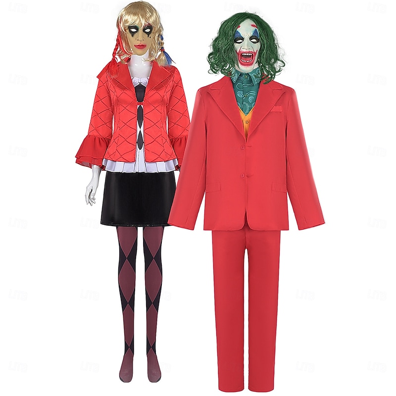 Couples Joker: Folie à Deux Harley Quinn Joker Clown Halloween Group Couples Costumes Men's Women's Movie Cosplay Cosplay Halloween Carnival Masquerade Event / Party Masquerade