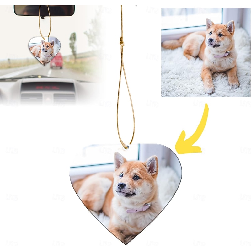 Personalized Photo Christmas Ornaments Heart Acrylic 2D Custom Gifts Hanging Pendant Xmas Decoration Custom Mirror Hanging Ornament with Photo