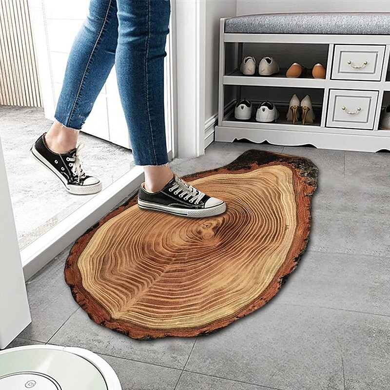 Door Mat Floor Mat Non Slip Ring of Tree 3D Trunk Wooden Log Print Area Rug Bath Mat Waterasorb for Indoor Outdoor Patio Bedroom Kitchen Office2