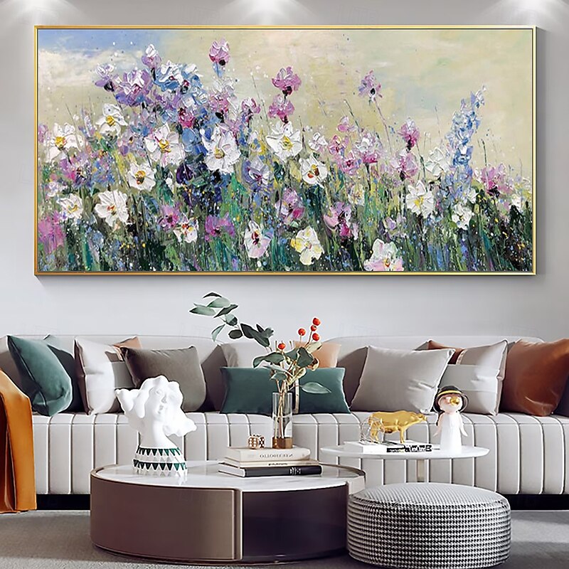 Mintura Handmade Flower Landscape Oil Paintings On Canvas Wall Art Decoration Modern Abstract Picture For Home Decor Rolled Frameless Unstretched Painting