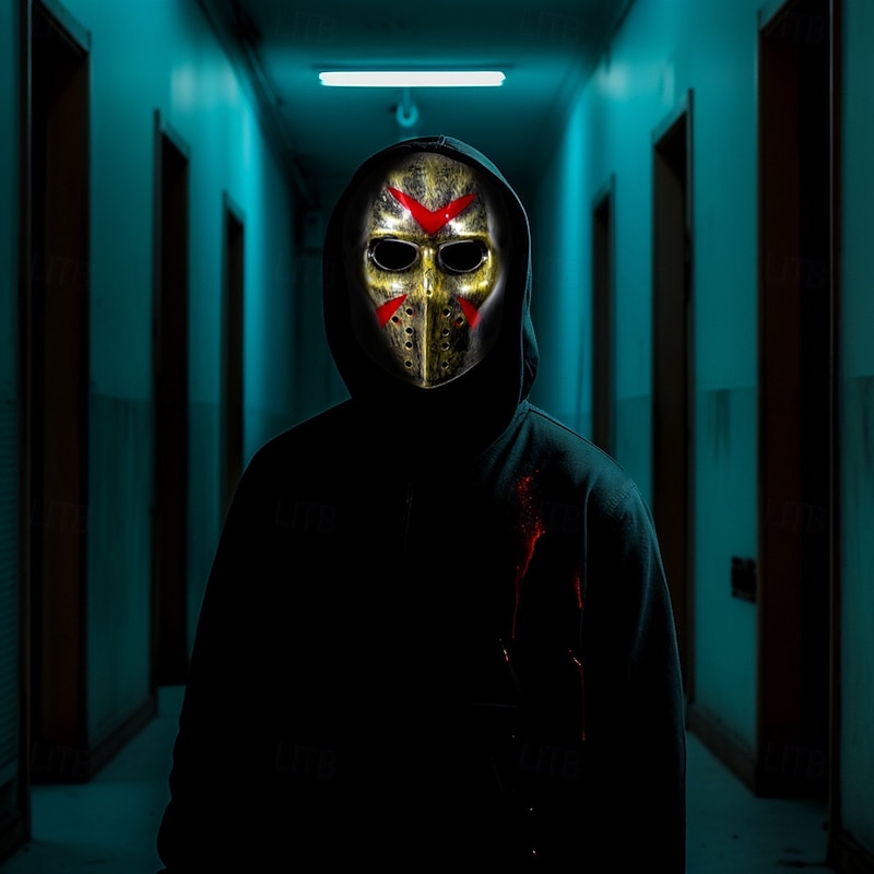 Blood Halloween Mask Hockey Mask Scary Costume Adults' Men's Women's Halloween Carnival Easy Halloween Costumes Dress Up4