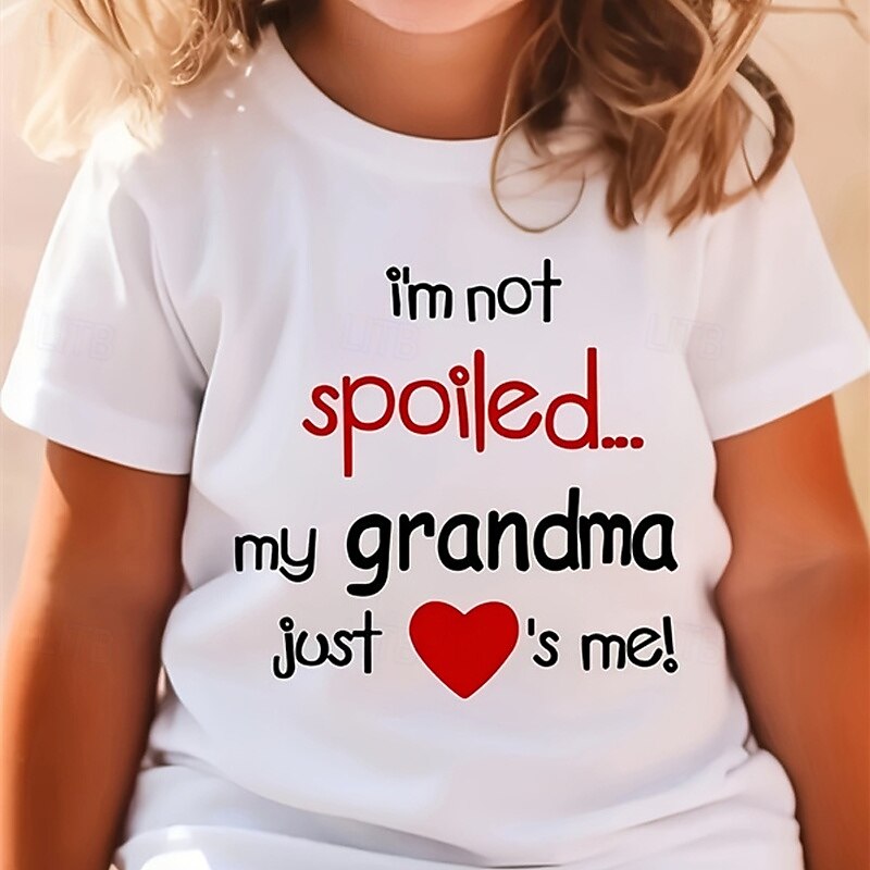 100% Cotton Kids Girls' White Cartoon Letters T shirt Tee Crew Neck Short Sleeve Outdoor Daily Vacation Classic Casual Print Summer