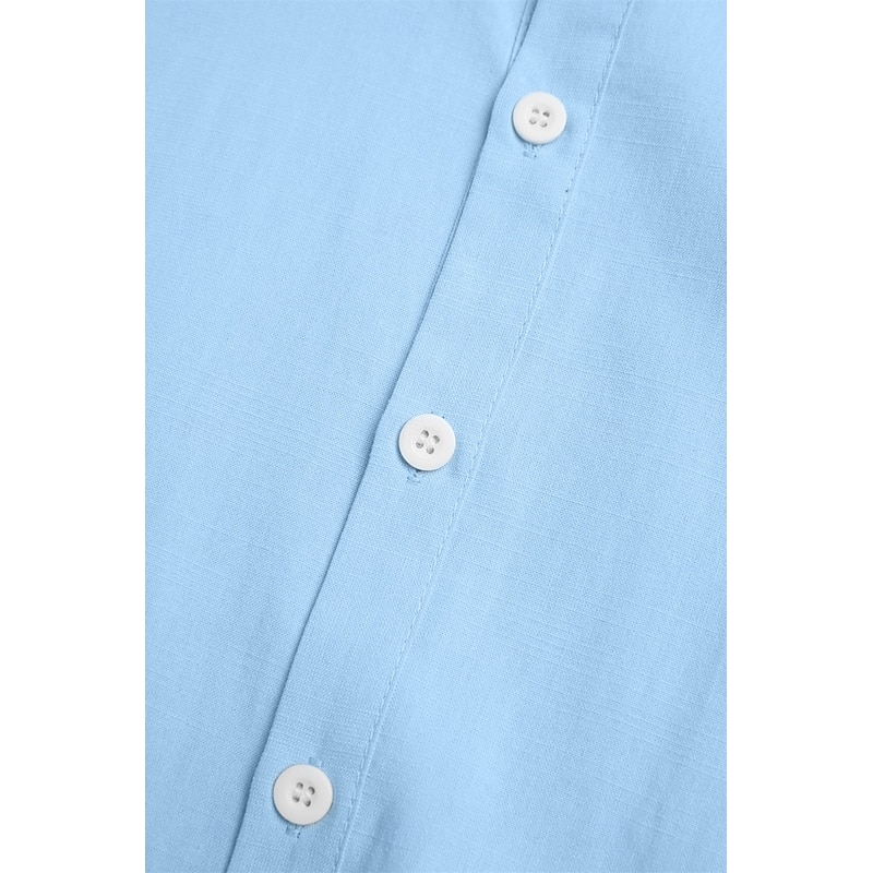 Men's Shirt Linen Shirt Summer Shirt Beach Wear Button Up Shirt Plain Vacation Casual Black White Pink Blue Long Sleeve Collar Spring & Summer Clothing Apparel4