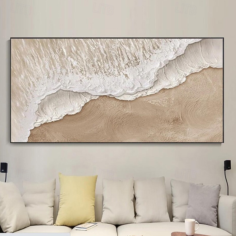 Handmade Ocean Waves Thick Oil Paintings On Canvas Earth Tone Picture Brown Painting Textured Wall Art Wall Art Sofa No Frame
