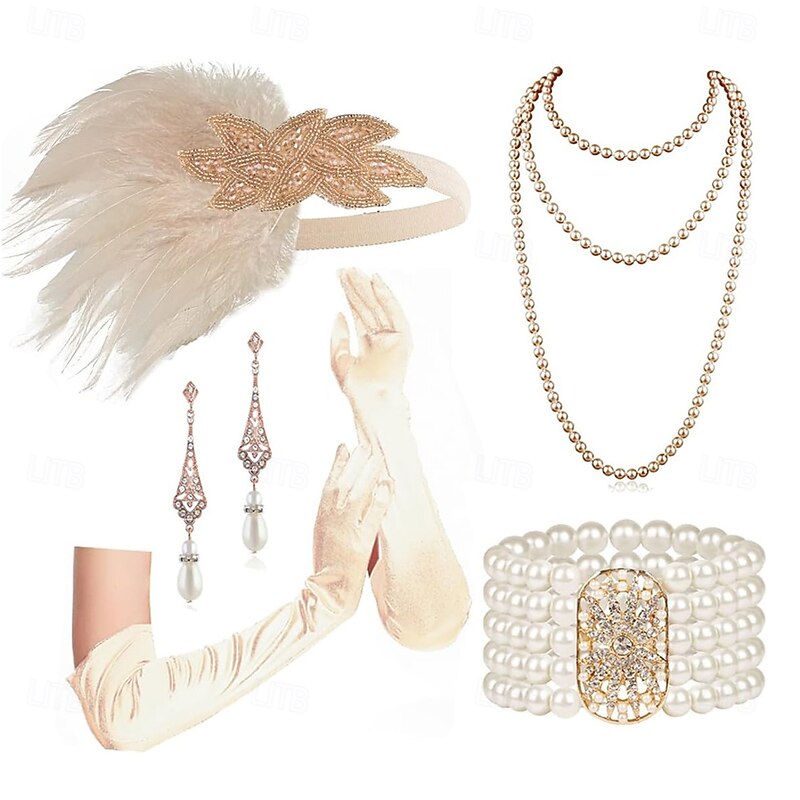 1920s The Great Gatsby Outfits Flapper Headband The Great Gatsby Wedding Guest Collarless Fancy Dress Women's Halloween Carnival Masquerade Party Masquerade Wedding Reception Adults' 1 Bracelet2