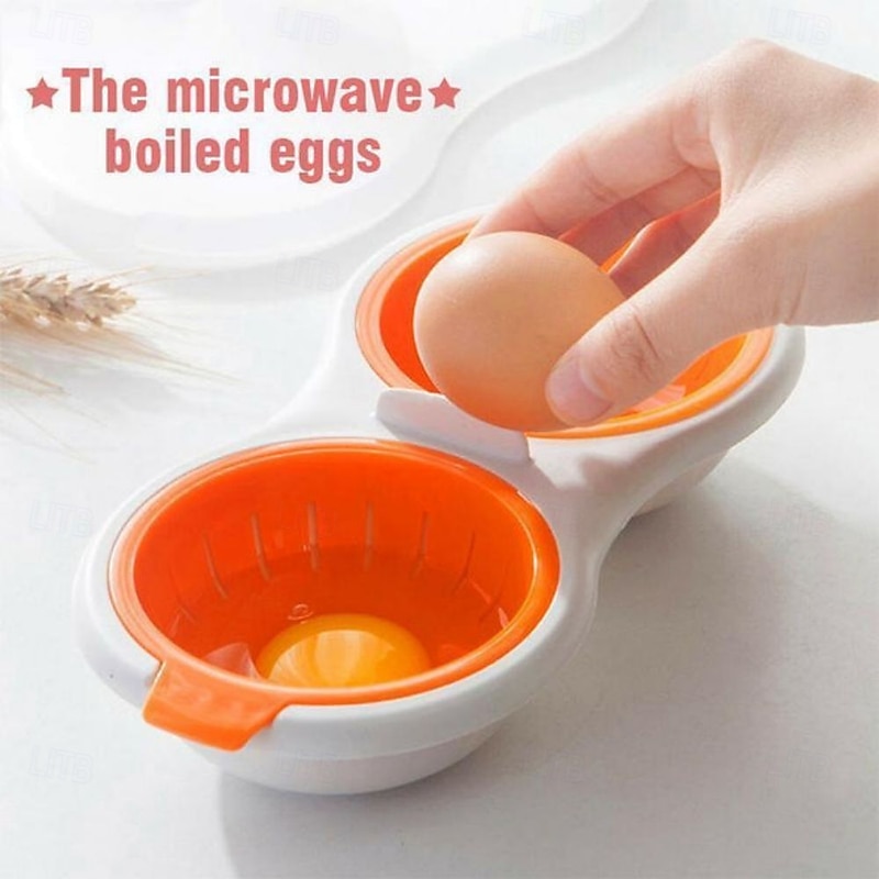 Portable Microwave Egg Cooker - Mini Double-Layer Egg Steamer with Lid, Creative Kitchen Tool for Quick and Easy Egg Cooking