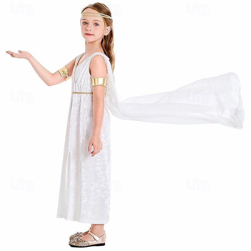 Greek Goddess Halloween Dress Cosplay Costume Vintage Inspired Kid's Girls' Carnival Masquerade Party Masquerade Easy Halloween Costumes Dress Up2