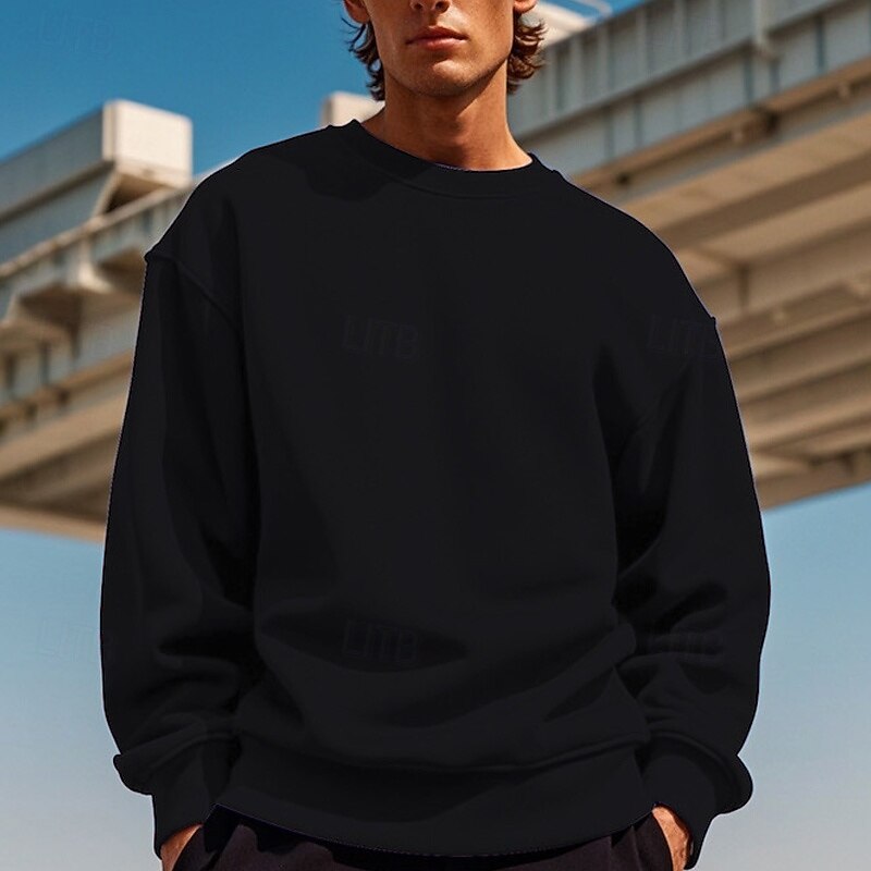 Men's Sweatshirt Black White Yellow Red Navy Blue Crew Neck Plain Patchwork Sports & Outdoor Daily Holiday Polyester Streetwear Basic Casual Spring & Fall Clothing Apparel Hoodies Sweatshirts Long4