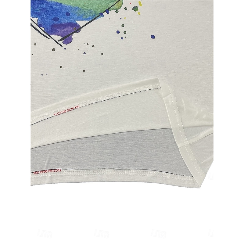 Women's T shirt Long Sleeve Crew Neck Long Sleeve Tunic Casual Print Regular Tops Daily White Spring & Fall Prefall4