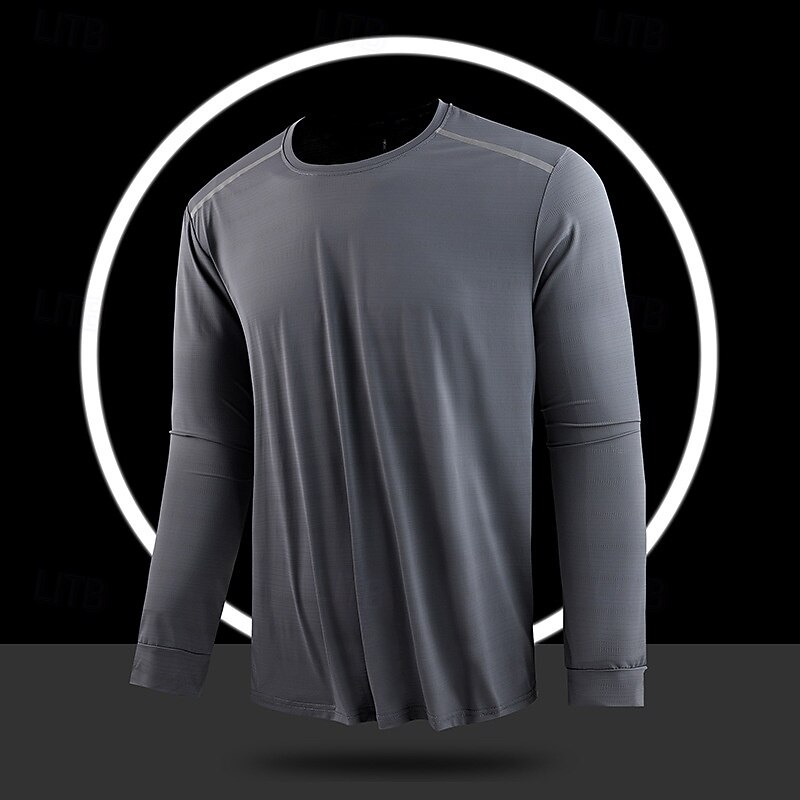 Men's T shirt Long Sleeve Crew Neck Tee Tshirt Muscle T-Shirt Short Sleeve Shirt Outdoor Quick Dry Workout Soft Sweat wicking Polyester Black Royal Blue Blue Gym Climbing Camping / Hiking / Caving2