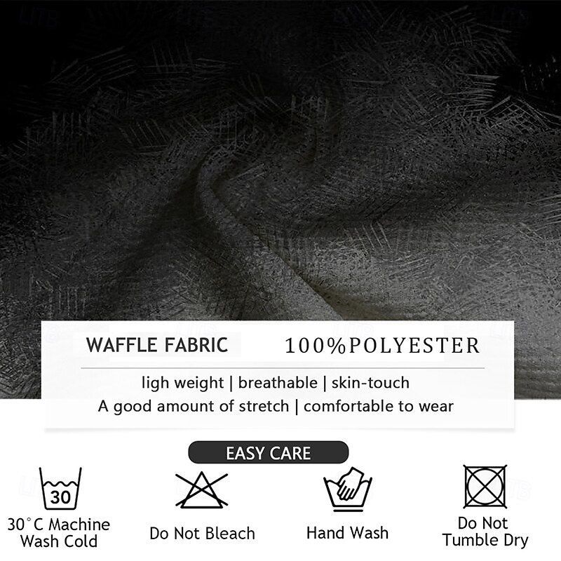 Men's Geometric Waffle Polo Shirts Golf Shirt Long Sleeve Polo Shirts Collared Shirts Casual Vacation Wear Formal Wear Festival Wear Buttons 3D Print Spring Fall & Winter Black Blue Orange3