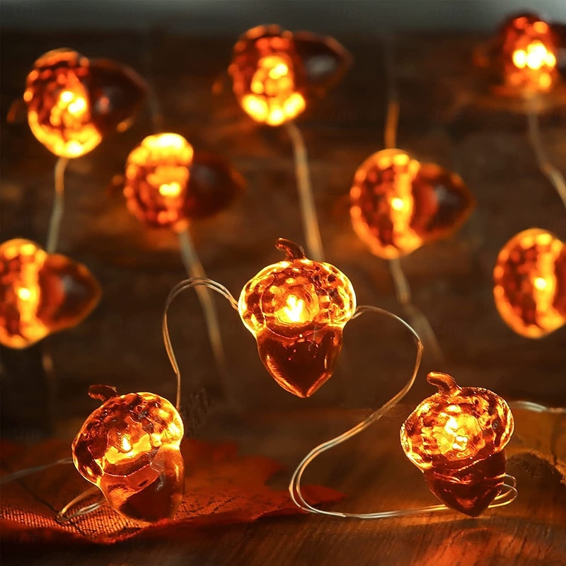 Thanksgiving Decorations Acorn Lights String, Fairy String Lights Battery Operated, Fall Lights for Home Autumn Garland Bedroom Christmas Tree Halloween Party Decor2