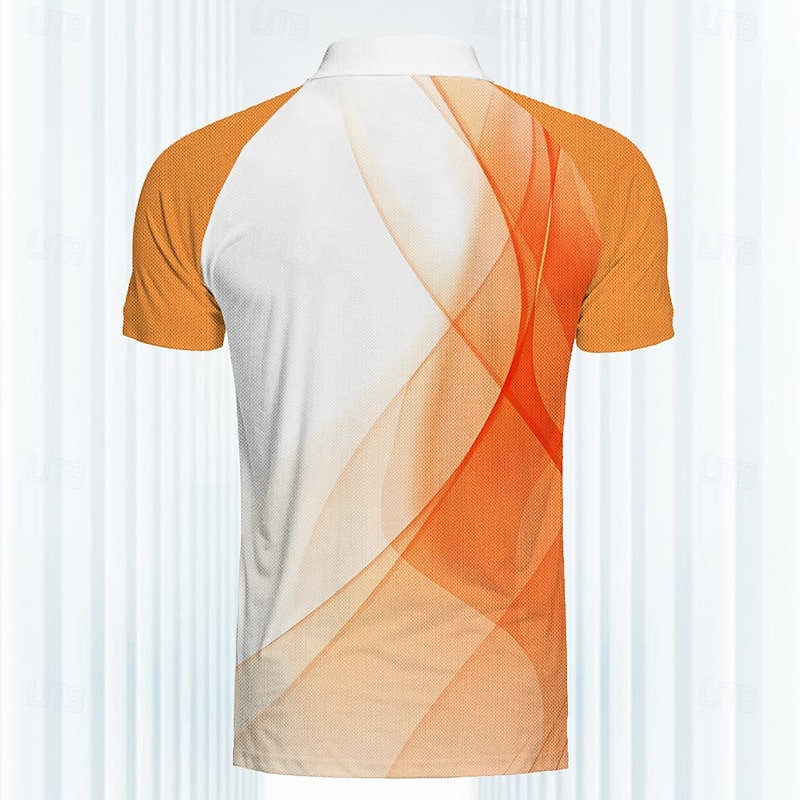 Men's Geometric Polo Shirts Golf Polos Shirts Short Sleeve Polo Shirts Collar Casual Vacation Dailywear Buttons 3D Print Summer Yellow2