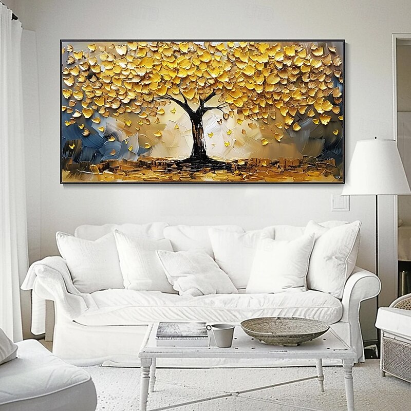 Mintura Handmade 3D Gold Tree Oil Paintings On Canvas Wall Art Decoration Modern Abstract Landscape Picture For Home Decor Rolled Frameless Unstretched Painting3