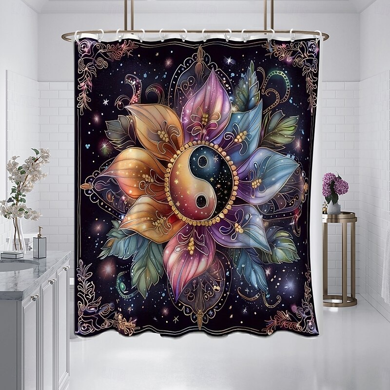 Flowers plants Halloween skull shower curtain modern machine washable waterproof polyester fabric for bathroom decoration bathtub with 12 hooks3