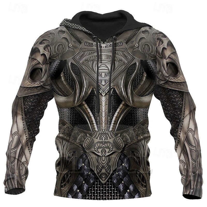 Men's Graphic Prints Viking Hoodie Hoodies Sweatshirt Streetwear Basic Long Sleeve Hooded Daily Sports Black Print Spring &  Fall Designer