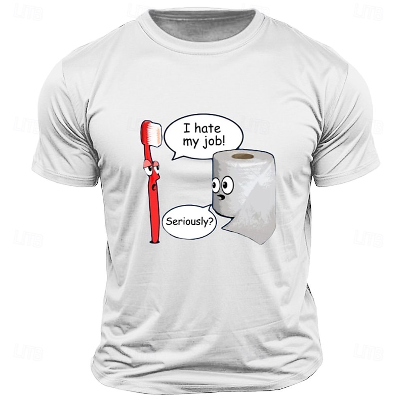 Men's Graphic Tee: "I Hate My Job Seriously?" Funny Work Humor Short Sleeve T-Shirt2