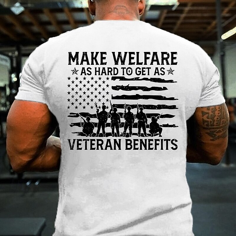 Veterans Day Men's Patriot Patriotic Veteran American US Flag Patriotism T shirt Short Sleeve T shirt 3D Print Crew Neck Shirt Fashion Athleisure Street Sports Outdoor Black White Blue Summer Spring3