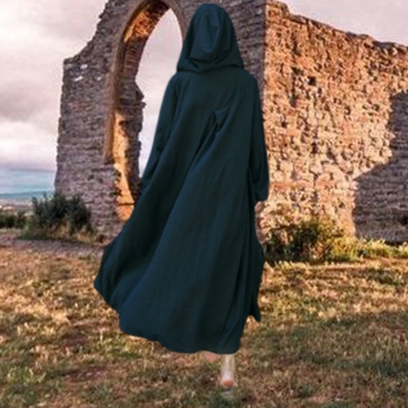 Punk & Gothic Steampunk Hoodies Robe Solid Color Fancy Dress Women's Celtic Viking Fantasy Halloween Carnival Masquerade Performance Party Adults' Dress4