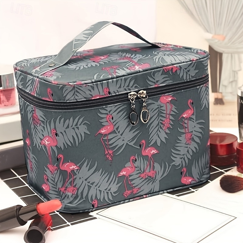 Men's Women's Handbag Makeup Bag Cosmetic Bag Toiletry Bag Polyester Party Travel Large Capacity Breathable Durable Cartoon Pink-Black Pink cherry Blue star