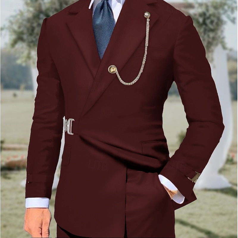 Men's Wedding Party Suits Notch Notch Lapel Black Pink Solid Colored Tailored Fit 2 Piece Single Breasted One-button