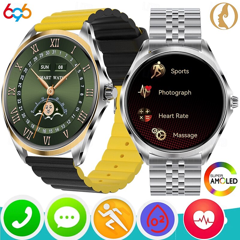 696 TN88 Smart Watch 1.43 inch Smart Band Fitness Bracelet Bluetooth Pedometer Call Reminder Sleep Tracker Compatible with Android iOS Women Men Hands-Free Calls Message Reminder IP 67 43mm Watch Case