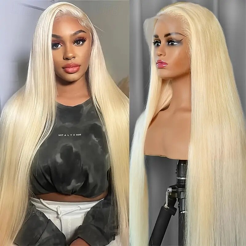 360 Front Lace Wig Blonde 613# Straight Lace Wig 150% Density With Baby Hair