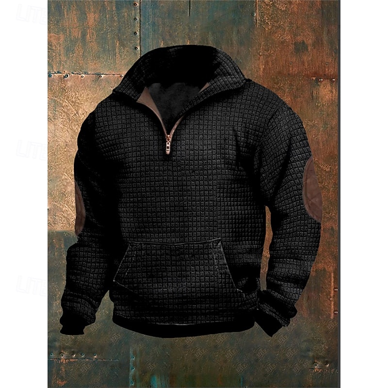 Men's Sweatshirt Quarter Zip Sweatshirt Black Gray Half Zip Plain Pocket Sports & Outdoor Daily Holiday Streetwear Cool Casual Spring &  Fall Clothing Apparel Hoodies Sweatshirts  Long Sleeve2