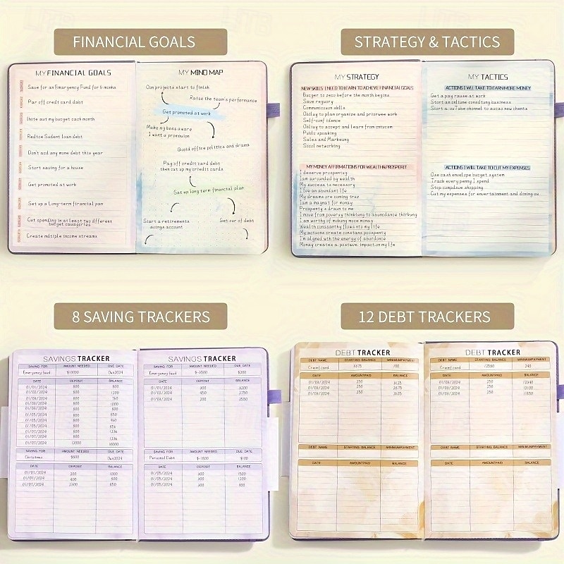 Budget Planner Notebook with Expense Tracker Undated Monthly Financial Organizer for Debt and Bill Tracking 8.4 x 5.8 Inches PU Cover4