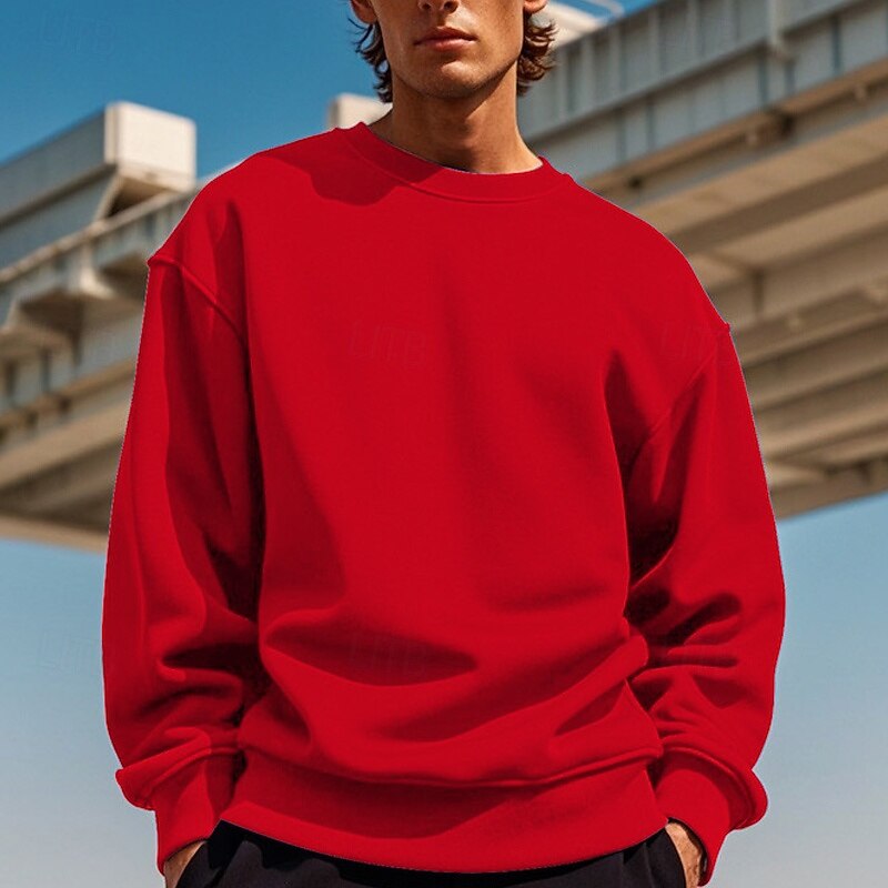 Men's Sweatshirt Black White Yellow Red Navy Blue Crew Neck Plain Patchwork Sports & Outdoor Daily Holiday Polyester Streetwear Basic Casual Spring & Fall Clothing Apparel Hoodies Sweatshirts Long3