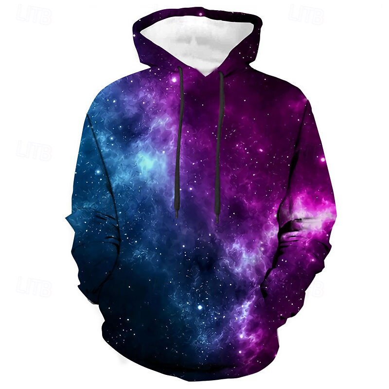 Men's Graphic Prints Galaxy Star Print Hoodie Hoodies Sweatshirt Designer Casual Long Sleeve Hooded Daily Sports Purple Print Spring &  Fall Designer