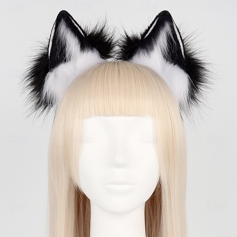 Fuzzy Fox Ears Headband Handmade Cos Costume With Realistic Features Cosplay Kawaii Props Carnival Head Accessories3