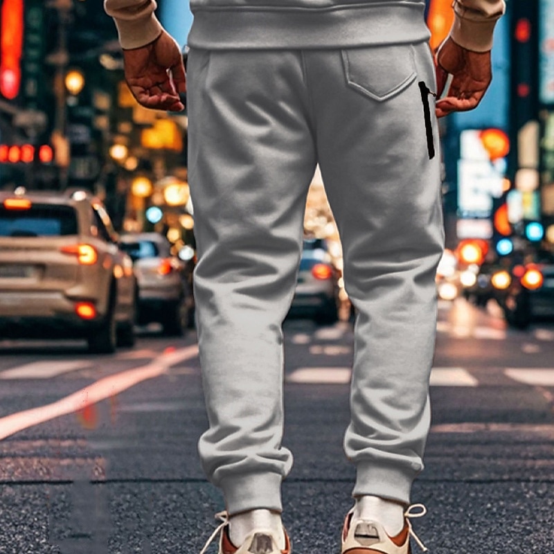 Men's Fleece Pants Sweatpants Joggers Winter Pants Trousers Pocket Drawstring Elastic Waist Plain Comfort Warm Sports Outdoor Daily Fashion Casual Black Navy Blue Micro-elastic3