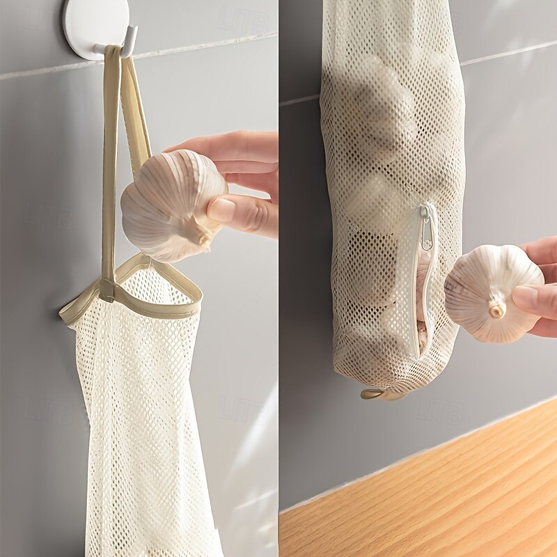 2-Pack Wall Hanging Storage Bags - Multifunctional Mesh Net Bags for Food Storage, Fruit and Vegetable Kitchen Organizers, Durable and Convenient2