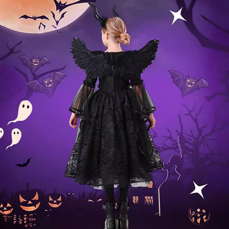 Witch Maleficent Halloween Dress Cosplay Costume Walpurgis Night Cosplay Kid's Girls' Carnival Masquerade Performance Party Halloween Easy Halloween Costumes Dress Up3