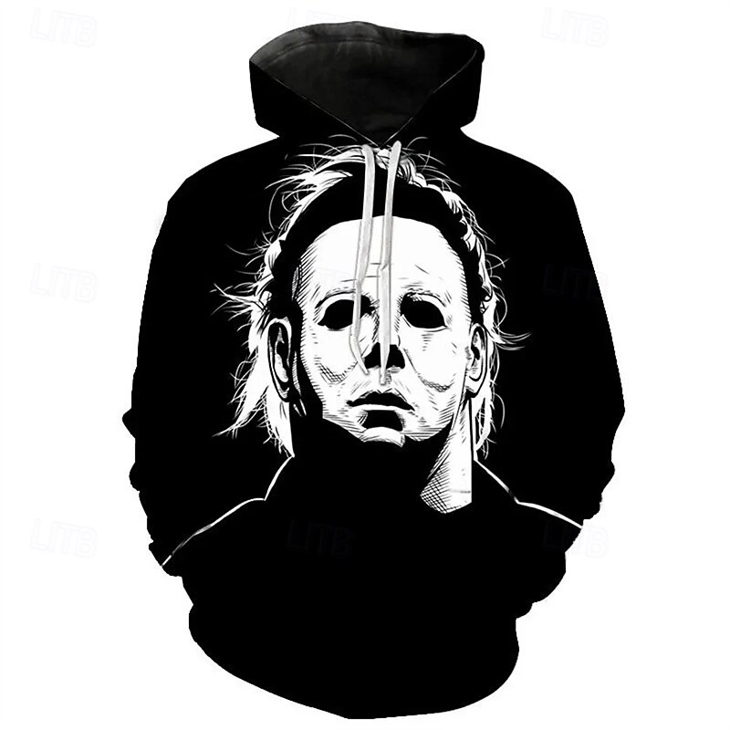 Halloween Horror Movie Michael Myers Hoodie Pullover Anime 3D Front Pocket Graphic For Couple's Men's Women's Adults' Halloween Carnival Masquerade 3D Print Party Casual Daily
