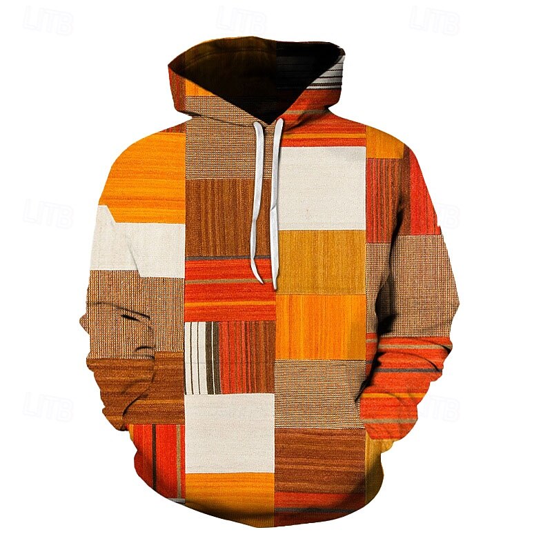 Men's Graphic Plaid Color Block Hoodie Hoodies Sweatshirt Sportswear Casual Long Sleeve Hooded Casual Daily Holiday Black Blue Lace up Fall & Winter Designer