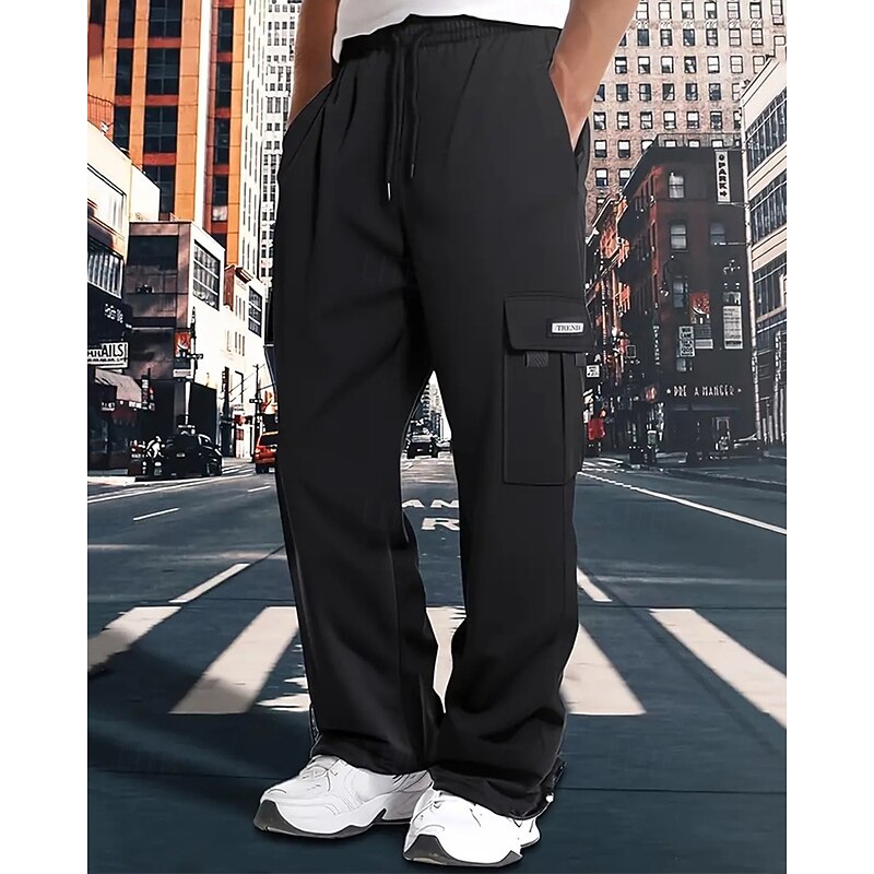Men's Cargo Pants Trousers Drawstring Elastic Waist Multi Pocket Plain Wearable Outdoor Daily Camping & Hiking Fashion Classic Black Light Grey4