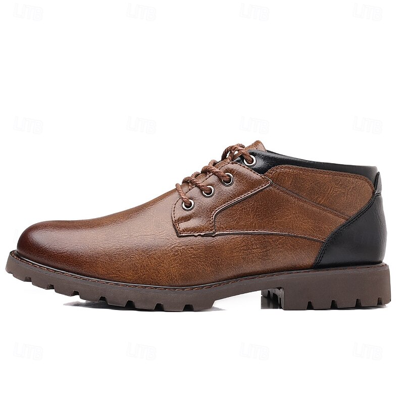 Men's Brown Leather Ankle Boots with Rugged Sole and Handcrafted Stitching - Perfect for Outdoor Adventures and Casual Wear4
