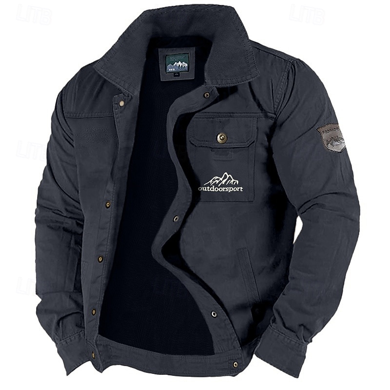 Men's Utility Jacket Cargo Jacket Outdoor Wearproof Multiple Pockets Spring &  Fall Mountain Classic Casual Lapel Regular Khaki Army Green Dark Blue Jacket3