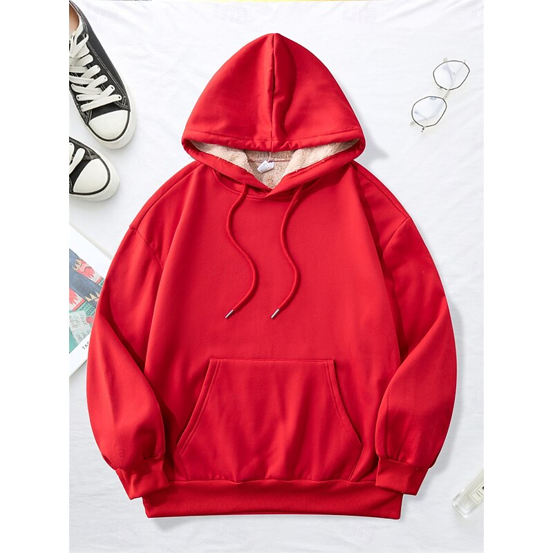 Women's Hoodie Sweatshirt Fleece Plain Street Dailywear Pocket Casual Comfrt Hoodie Long Sleeve Micro-elastic Fall Winter Fall & Winter Comfrt Breathable Soft Fabric 6