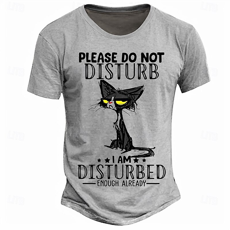 Men's Grumpy Cat Graphic T-Shirt: 'Please Do Not Disturb I Am Disturbed Enough Already' Funny Short Sleeve Lifestyle Tee4